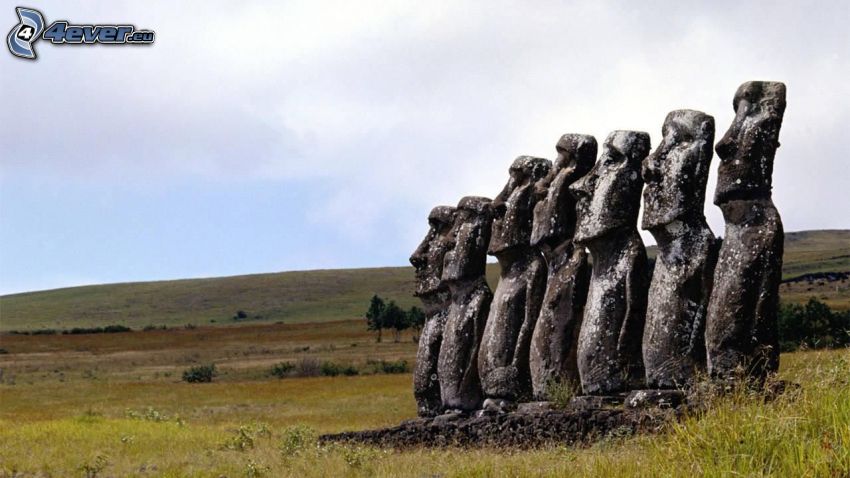 Moai statues, easter islands