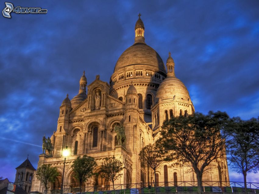 Sacré-Cœur, Paris, cathedral, France, lighting, HDR