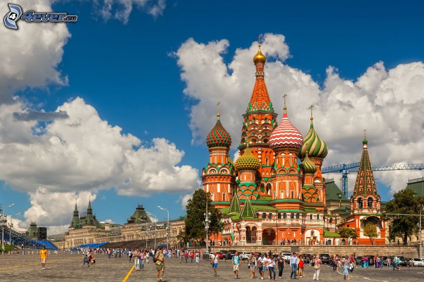 Saint Basil's Cathedral, square, clouds