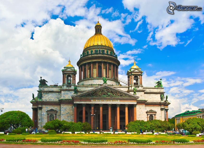 Saint Isaac's Cathedral, Saint Petersburg, clouds, HDR