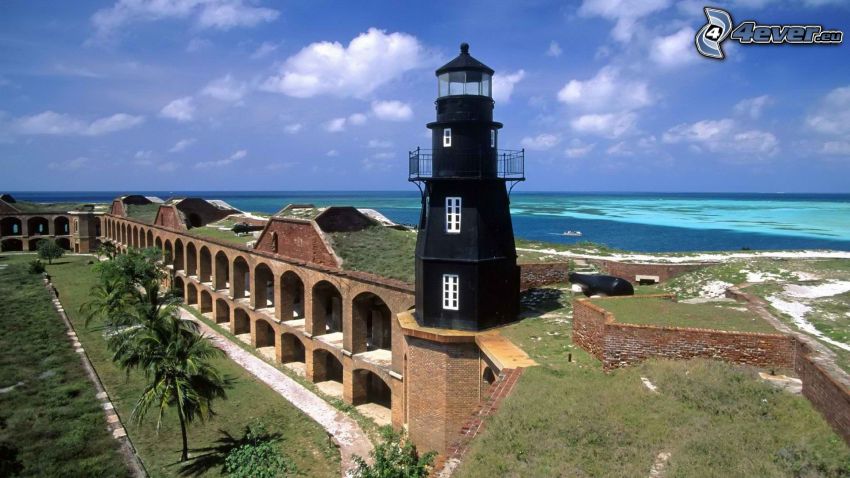 lighthouse, sea, dam