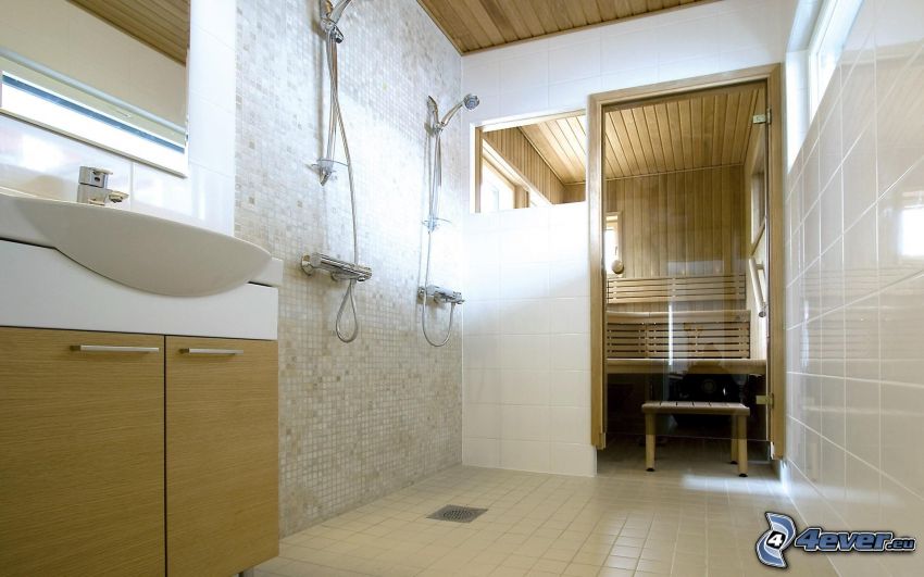 bathroom, sauna, wash basin, shower