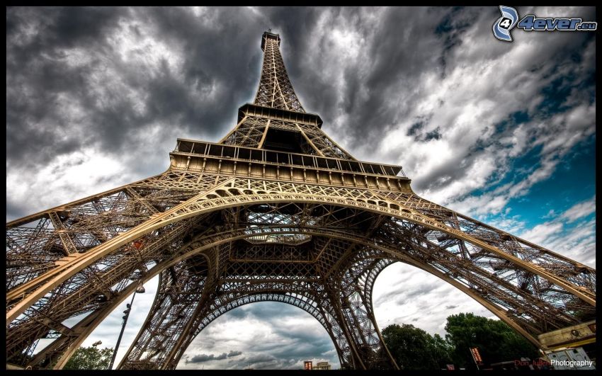 Eiffel Tower, HDR, clouds