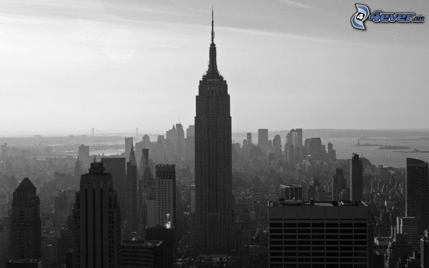 Empire State Building, black and white