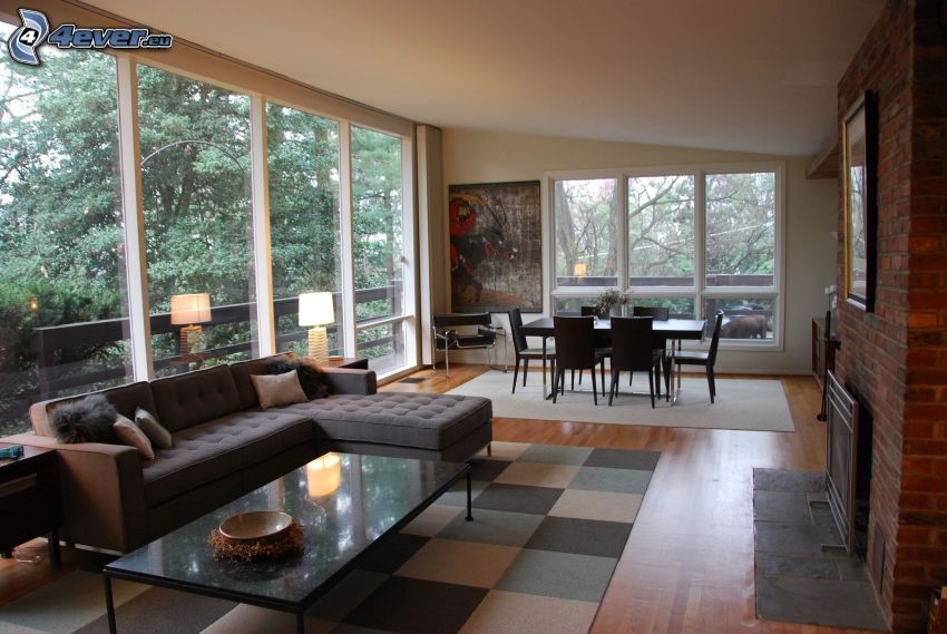 living room, dining room, view