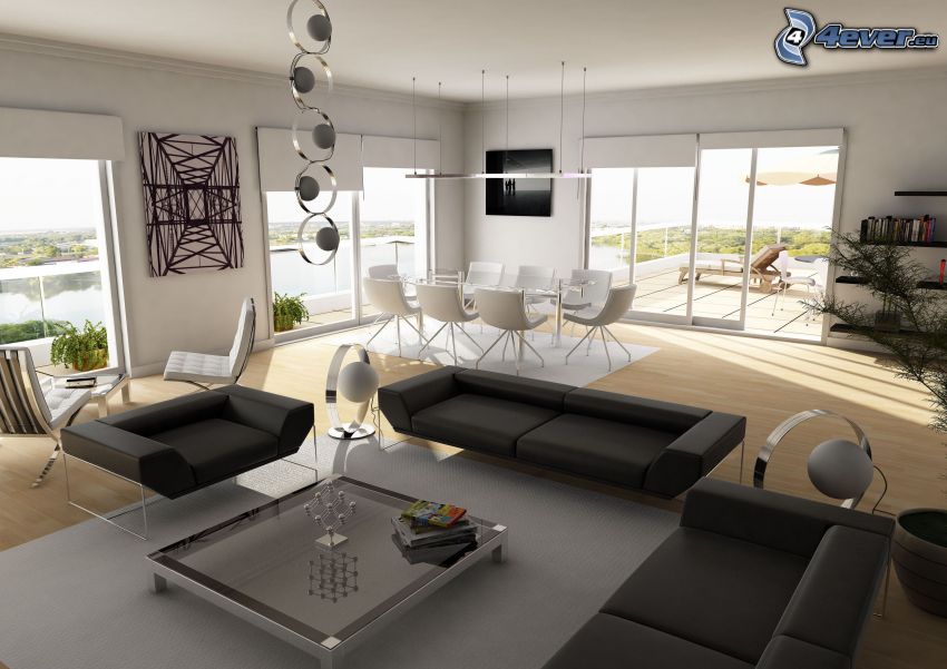 luxurious living room, sofa, table