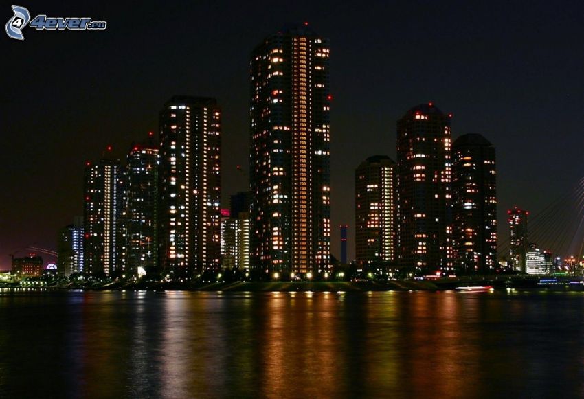 skyscrapers, night