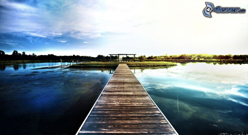wooden pier, lake