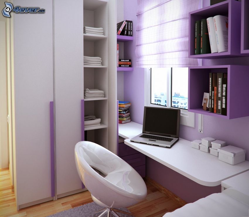 workroom, notebook, purple