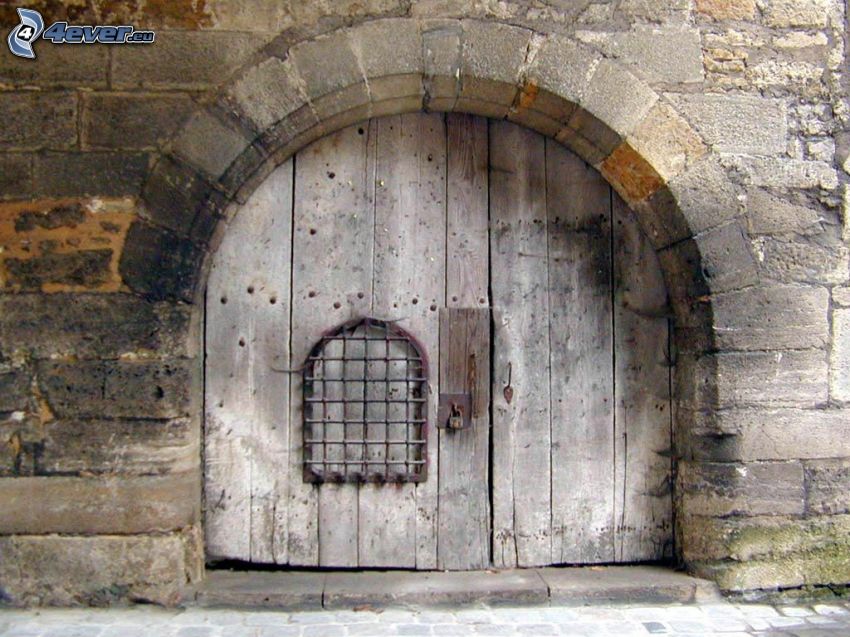 old door, gate, wall
