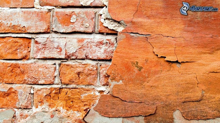 old wall, brick wall, cracked wall