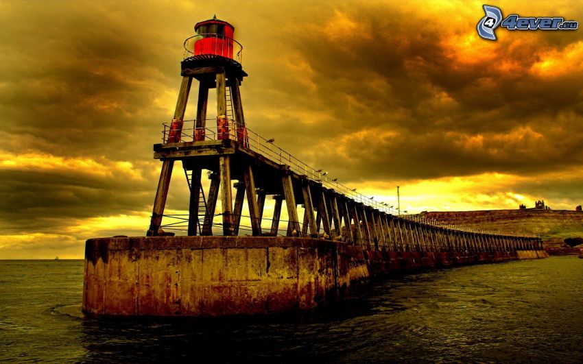 pier with a lighthouse, sea