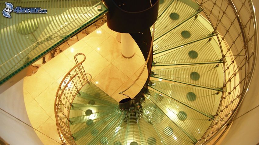 round stairs, glass