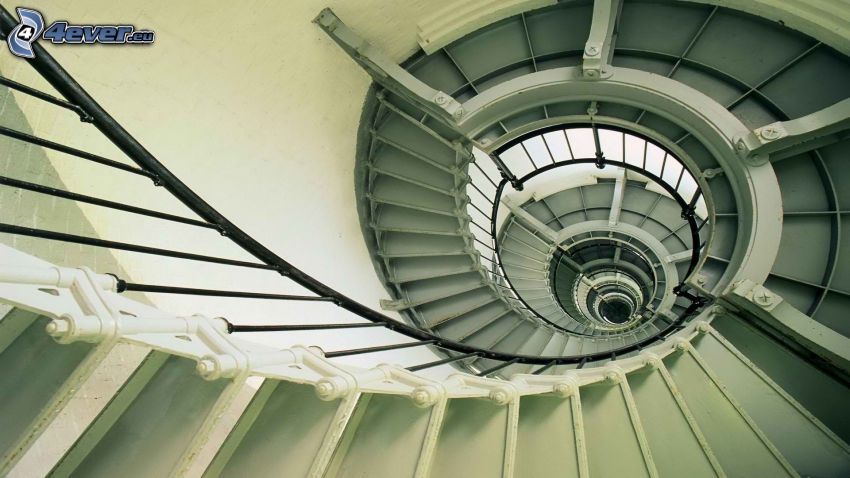 round stairs, spiral, railing