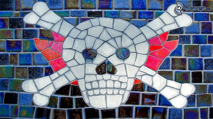 skull, mosaic