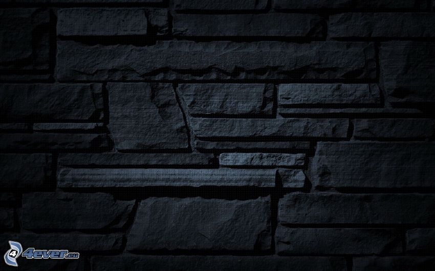 stone wall, black background