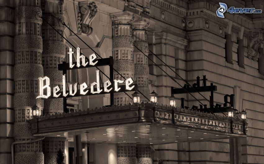 the Belvedere, hotel, Vienna, Austria, black and white