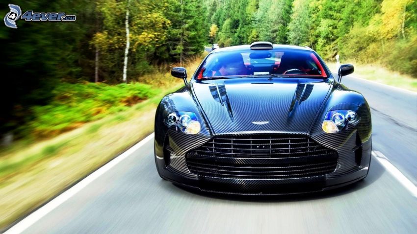 Aston Martin DB9, forest, speed