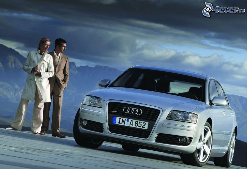 Audi A8, man and woman