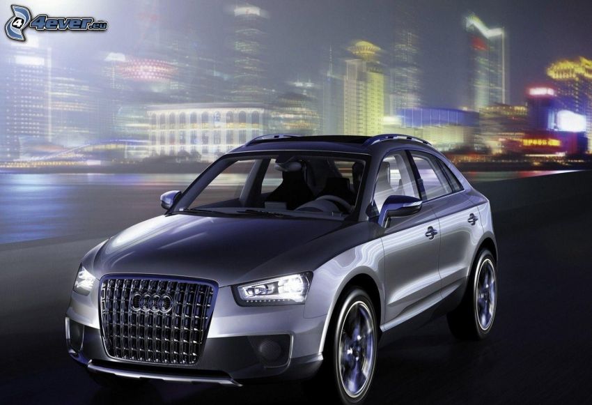 Audi Q3, speed, night city