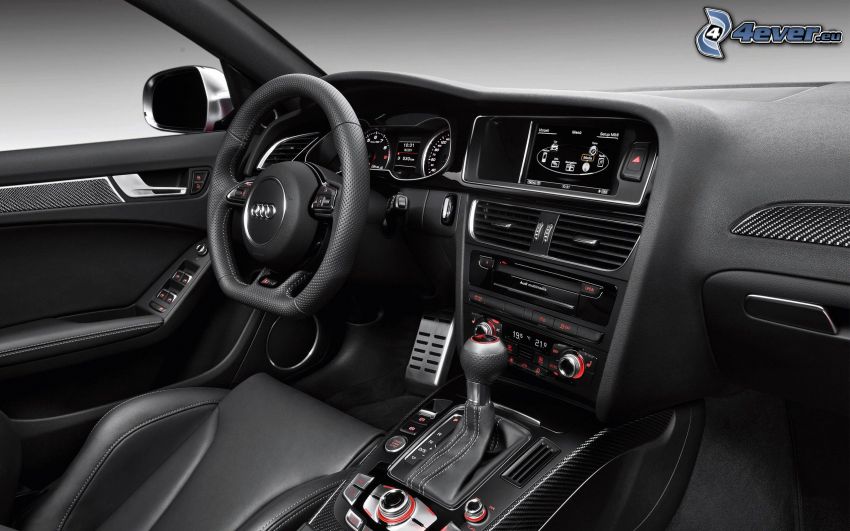 Audi RS4, interior, dashboard, steering wheel