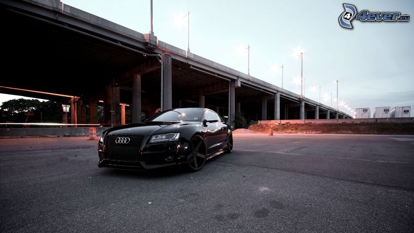 Audi S6, bridge, street lights