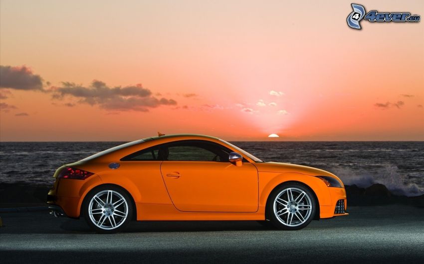 Audi TT, sunset behind the sea