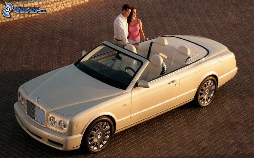 Bentley Azure, convertible, couple, pavement