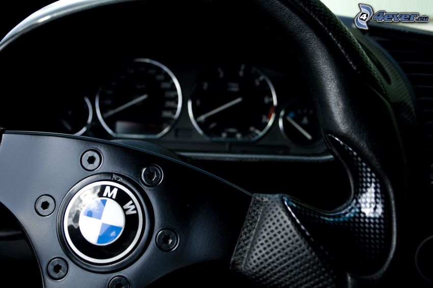 BMW, steering wheel, logo