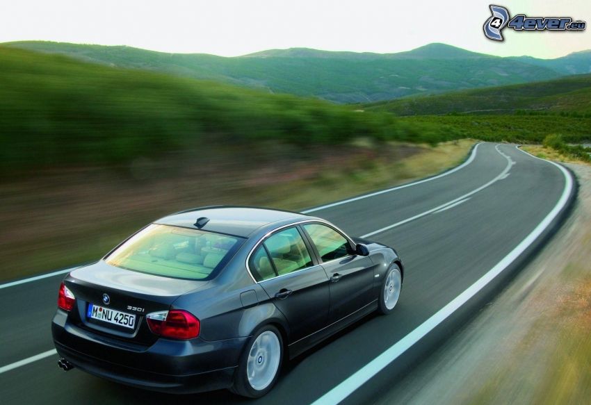 BMW 330i, speed, hills