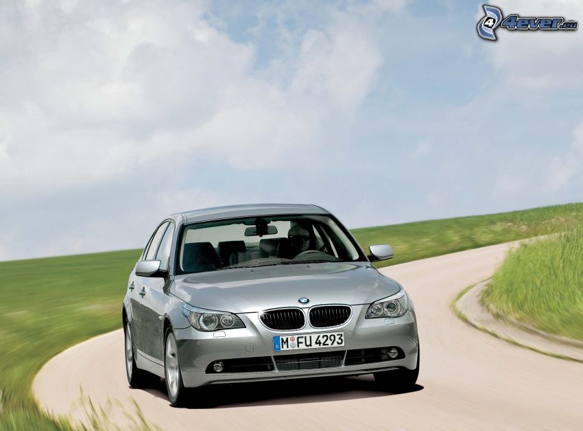 BMW 5, road, road curve