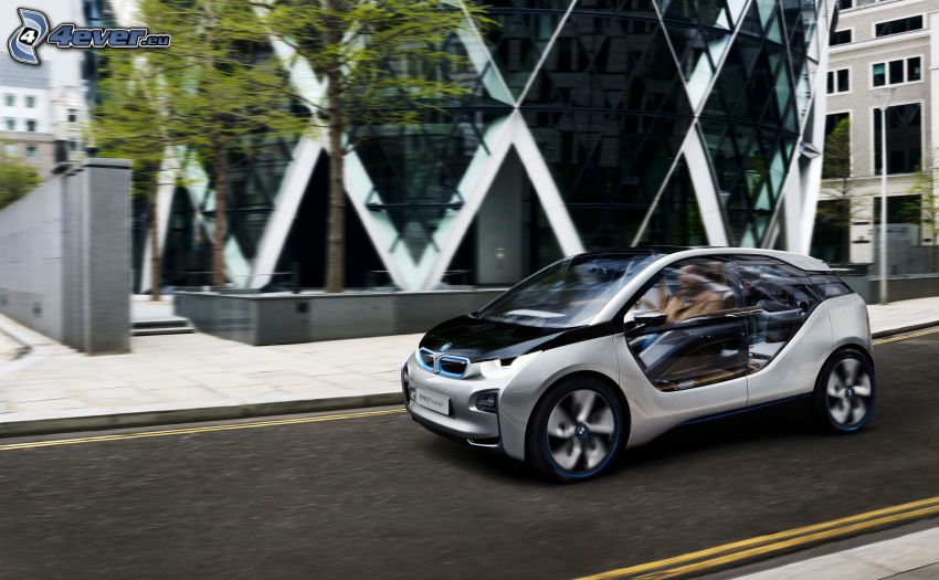 BMW i3 Concept, road, building