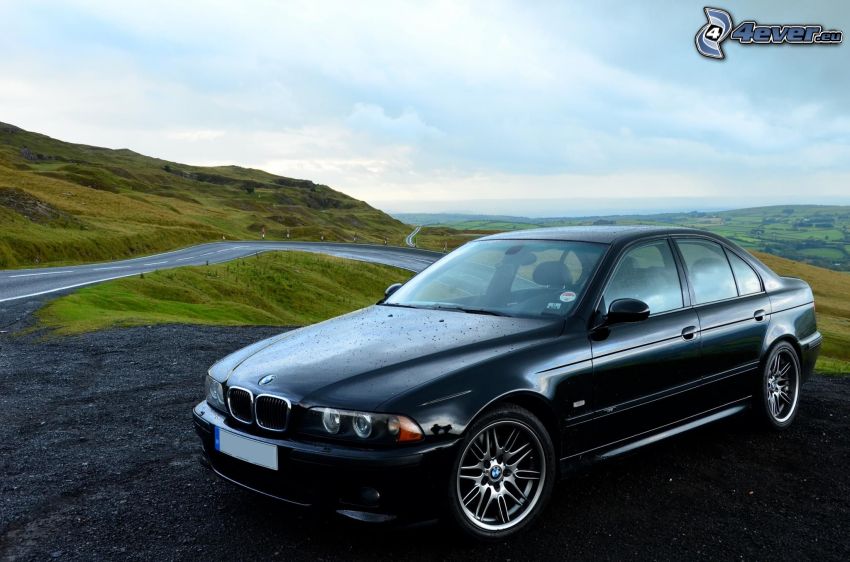 BMW M5, road, mountain