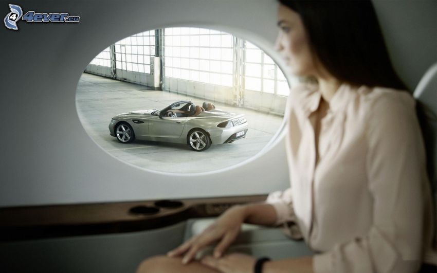 BMW Zagato, convertible, woman, window