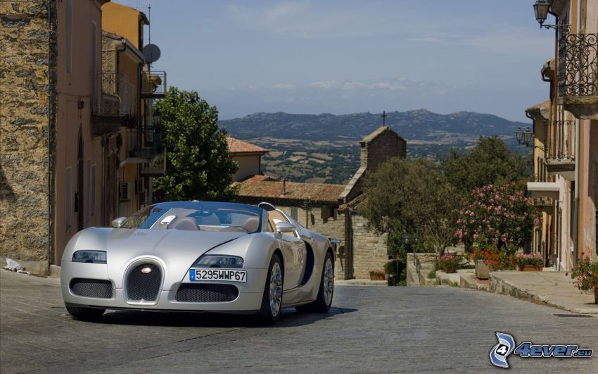 Bugatti Veyron, street, mountain