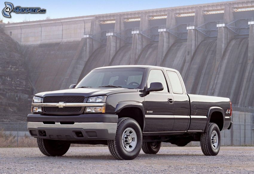 Chevrolet Silverado, pickup truck, dam