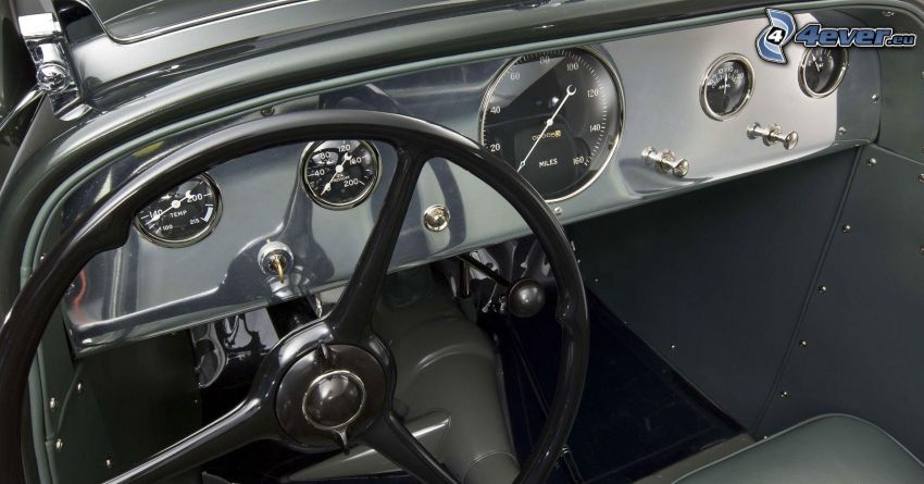 Ford, oldtimer, interior, steering wheel