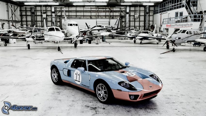 Ford GT40, sports car, oldtimer, airplanes