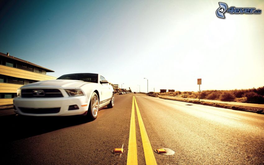 Ford Mustang, road, speed