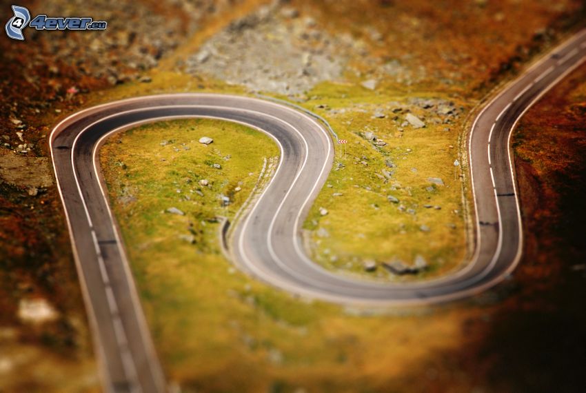 hairpin turn, road, road curve, diorama