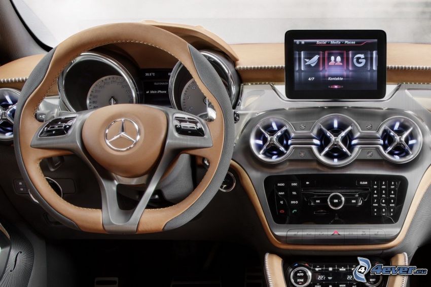 interior of Mercedes-Benz GLA, steering wheel