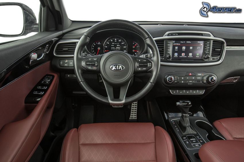 Kia Sorento, steering wheel, dashboard, interior