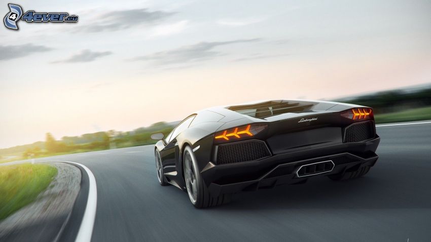 Lamborghini Aventador, road, speed