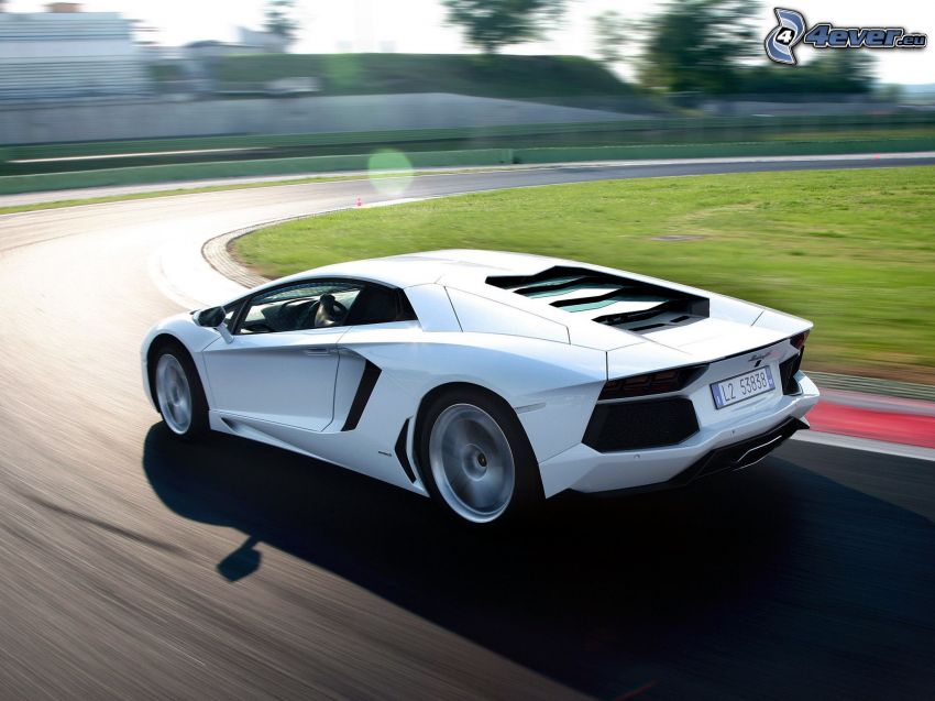 Lamborghini Aventador, speed, road curve