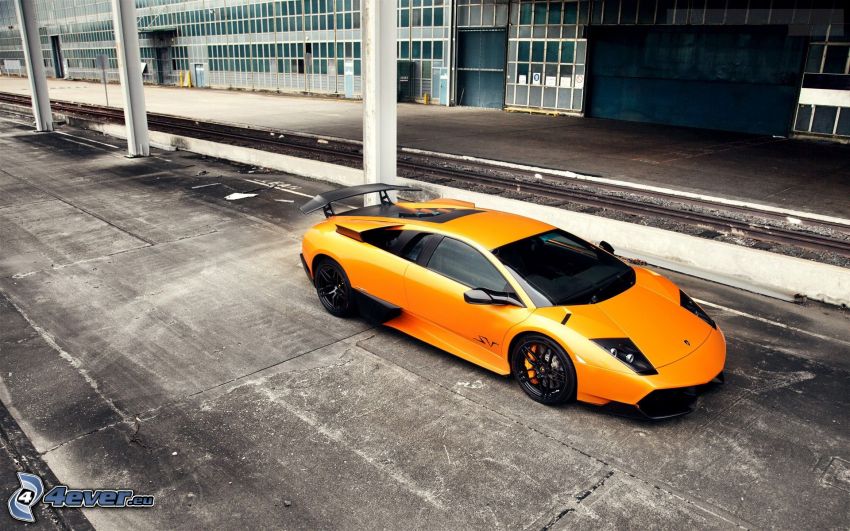 Lamborghini Murciélago, road, rails