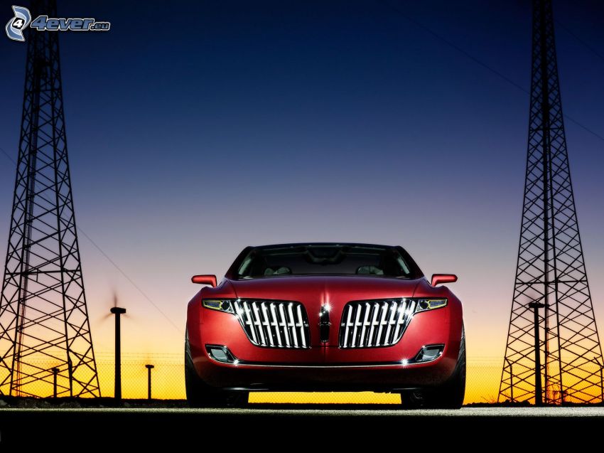 Lincoln MKR, night, power lines