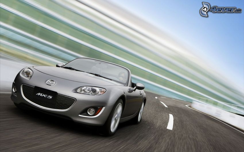 Mazda MX5, convertible, road, speed