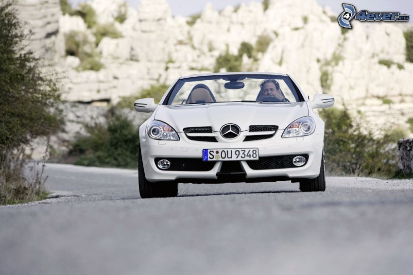 Mercedes-Benz SLK, convertible, man, road