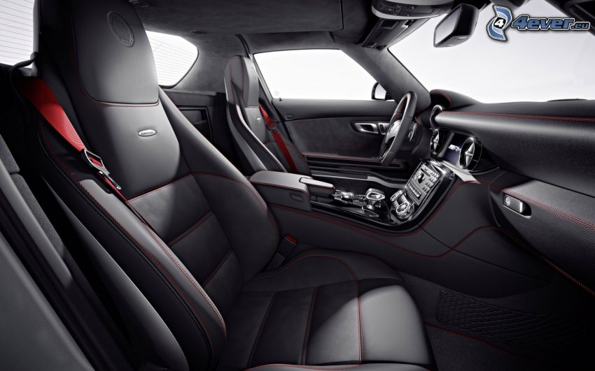 Mercedes-Benz SLS AMG, interior, sofa, steering wheel