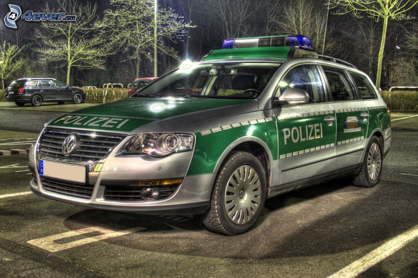 police car, Volkswagen Passat, HDR
